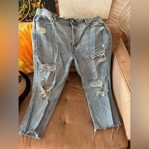 Old Navy Light Blue Jeans 18 Petite Distressed Jeans High Rise Straight Leg